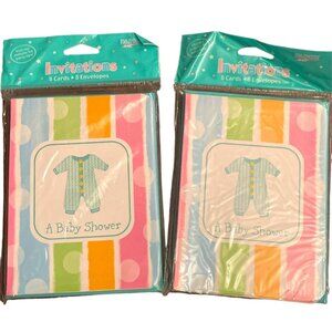 2 Packs~Baby Shower Baby Clothes 8 Count Enhanced Invitation W Envelopes
